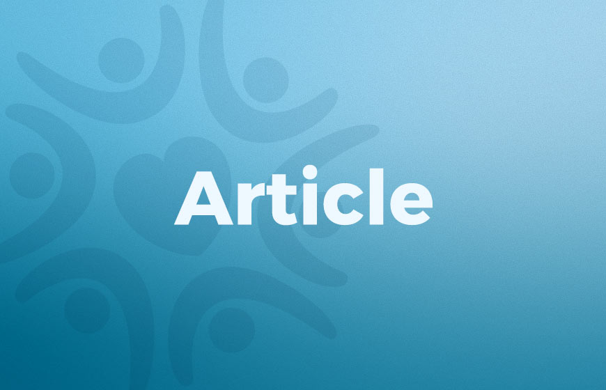 Light blue people icons around a heart over blue gradient with textured overlay and white sans-serif type