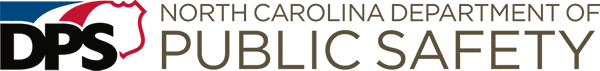 Department of Public Safety Logo - Dark brown sans-serif type with black, blue, and red DPS icon to left