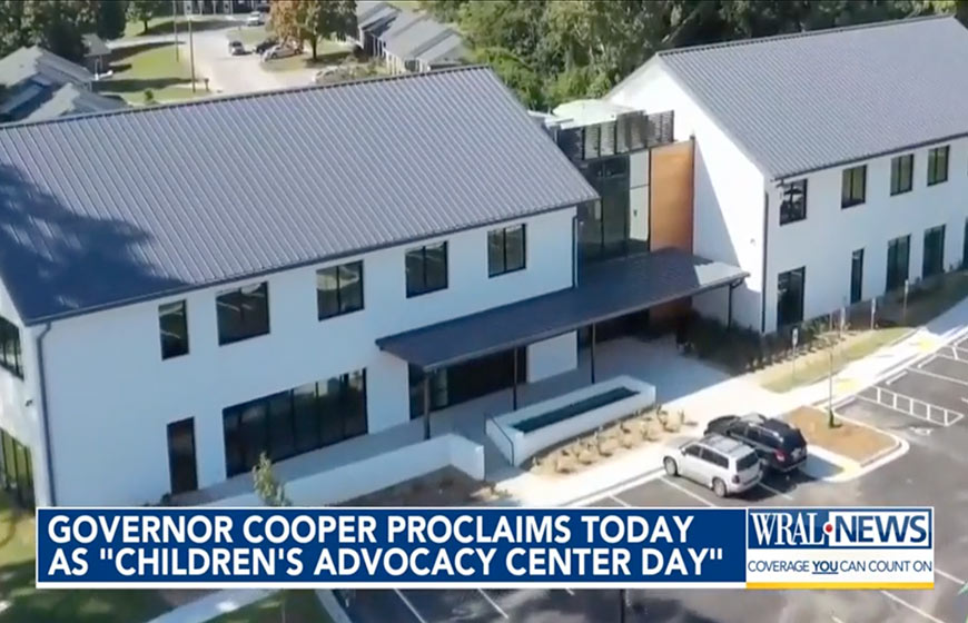 Screenshot of WRAL video clip about Children's Advocacy Center Day