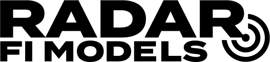 RADAR FI Models Logo - Black sans-serif type with radar icon to right