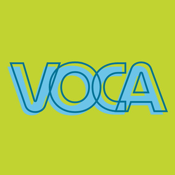 Victims of Crime Act Logo - Blue sans-serif type over lime green background