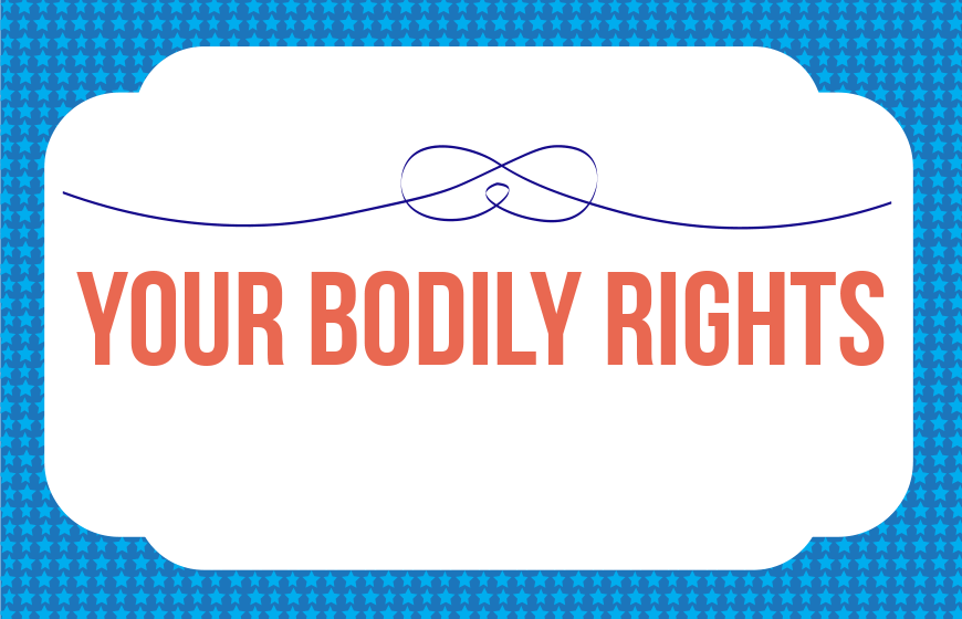 Orange sans-serif type with blue ribbon above over white stylized rectangle with rounded corners and blue stars pattern in background