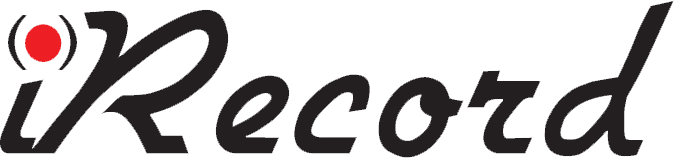 iRecord Logo - Black script type with red dot over letter i
